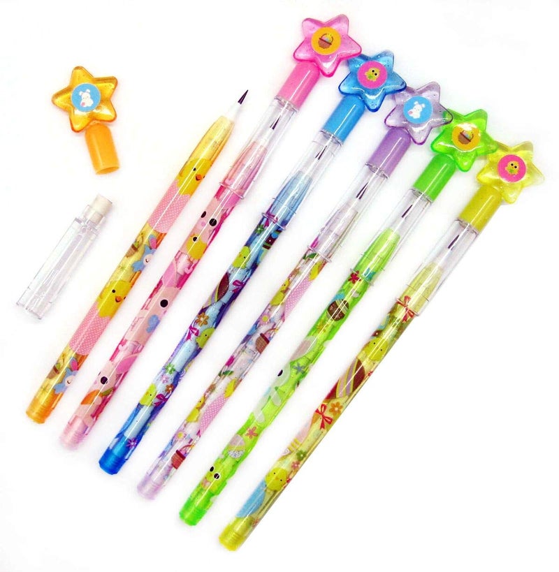 TINYMILLS Tiny Mills 24 Pcs Multi Point Stackable Push Pencil Assortment with Eraser for Easter Party Favor Prize Carnival Goodie Bag Stuffers Classroom Rewards Pinata Basket Fillers - Image 3